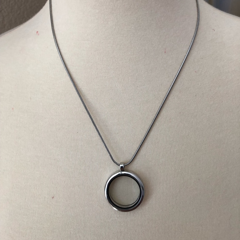 Silver Round Locket Necklace